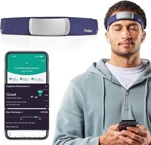 MUSE S (Gen 2): The Brain Sensing Headband - Overnight Sleep Tracker & Meditation Device - Multi Sensor Monitor with Responsive Sound Feedback Guidance from Brain Wave, Heart, Body & Breath Activity in Saudi Arabia