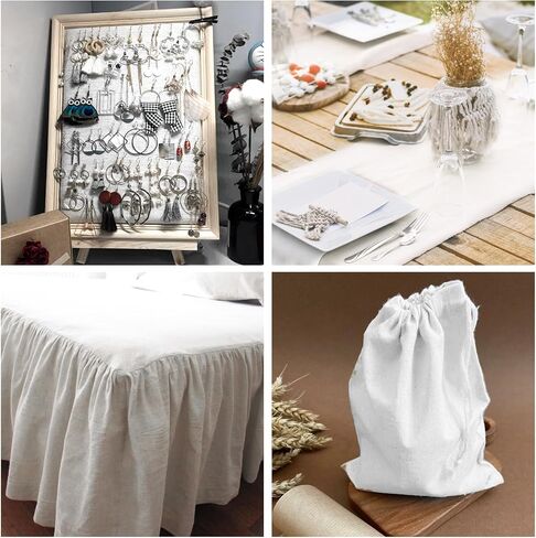 Nature Linen Needlework Fabric 100% Cotton Muslin Fabric, 63x19 Inch Plain Solid Colour Linen Fabric Cloth Cotton Fabric Bleached Natural Unbleached for Sewing Clothing and Handicraft Production in Saudi Arabia