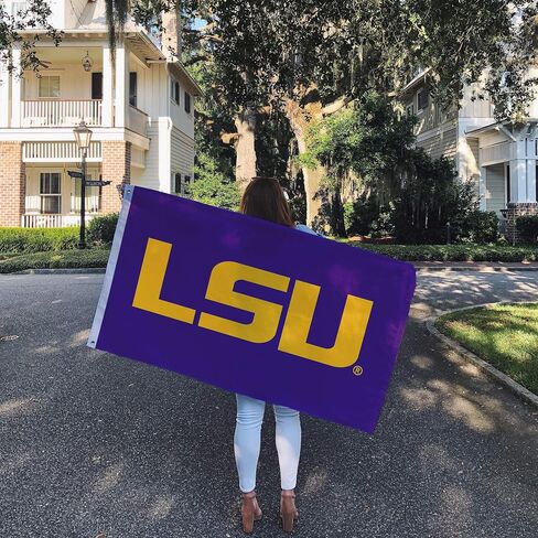 لافتات أعلام جامعة ولاية لويزيانا لعلم الصبار الصحراوي LSU 100% بوليستر للاستخدام الداخلي والخارجي 3x5 علم (نمط Z) in Kuwait