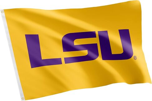 لافتات أعلام جامعة ولاية لويزيانا لعلم الصبار الصحراوي LSU 100% بوليستر للاستخدام الداخلي والخارجي 3x5 علم (نمط Z) in Kuwait