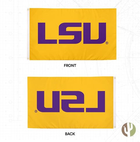 لافتات أعلام جامعة ولاية لويزيانا لعلم الصبار الصحراوي LSU 100% بوليستر للاستخدام الداخلي والخارجي 3x5 علم (نمط Z) in Kuwait