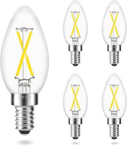 مصابيح Candelabra Vintage LED 25W مكافئة ، أبيض دافئ 2700 كيلو ، E12 LED مصباح LED Dimble ، 200 لومين ، زجاج شفاف ، 2W B11/B10/C35 Edison Torpedo Plb لمصباح خيوط السقف ، 4 حزمة in Saudi Arabia