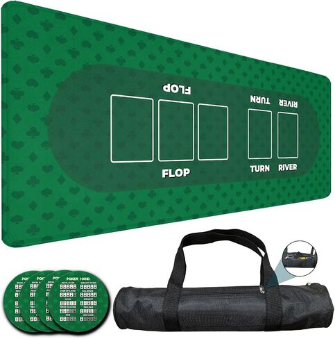 Poker Mat, 8-10 Players Texas Holder Poker Table Top - 70" x 35" Poker Topper for Tables - Poker Game Mat with 8 Coasters in Gift-Ready and Zipper Storage Bag in Saudi Arabia