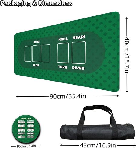 Poker Mat, 8-10 Players Texas Holder Poker Table Top - 70" x 35" Poker Topper for Tables - Poker Game Mat with 8 Coasters in Gift-Ready and Zipper Storage Bag in Saudi Arabia