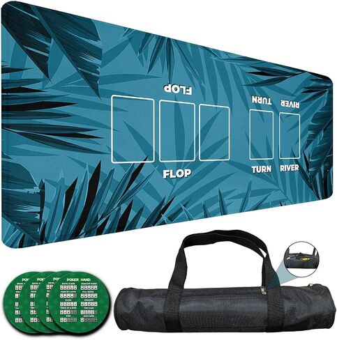 Poker Mat, 8-10 Players Texas Holder Poker Table Top - 70" x 35" Poker Topper for Tables - Poker Game Mat with 8 Coasters in Gift-Ready and Zipper Storage Bag in Saudi Arabia