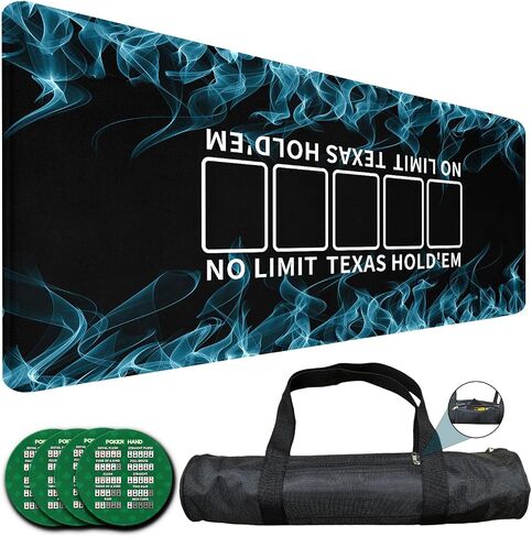 Poker Mat, 8-10 Players Texas Holder Poker Table Top - 70" x 35" Poker Topper for Tables - Poker Game Mat with 8 Coasters in Gift-Ready and Zipper Storage Bag in Saudi Arabia