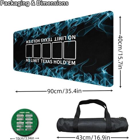 Poker Mat, 8-10 Players Texas Holder Poker Table Top - 70" x 35" Poker Topper for Tables - Poker Game Mat with 8 Coasters in Gift-Ready and Zipper Storage Bag in Saudi Arabia