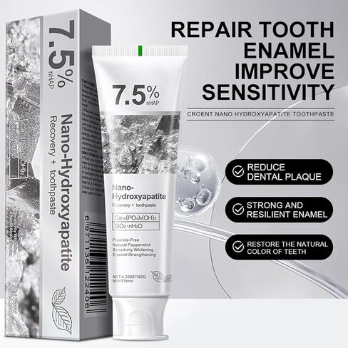 2pcs 7.5% Hydroxyapatite Toothpastes for Enamel Protection and Tooth Strengthening, 7.5% Nano Hydroxyapatite Toothpaste White Tooth Repair, Fluoride-Free, Gentle Mint, Fresh Breath in Saudi Arabia