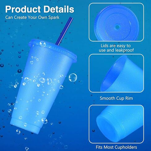 Amyhill 12 pcs أكواب بريق قابلة لإعادة الاستخدام مع أغطية وقش 24 أوقية عيد الحب البلاستيك بلاستيل كوب القهوة المثلجة سفر لعصير عصير عيد ميلاد لوازم الحفلات للفتيات (الوردي الساخن) in Kuwait