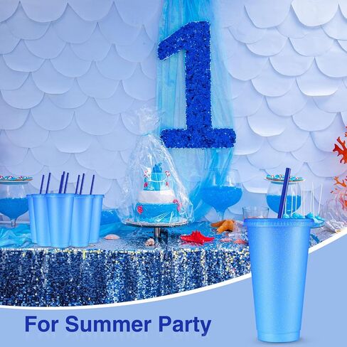Amyhill 12 pcs أكواب بريق قابلة لإعادة الاستخدام مع أغطية وقش 24 أوقية عيد الحب البلاستيك بلاستيل كوب القهوة المثلجة سفر لعصير عصير عيد ميلاد لوازم الحفلات للفتيات (الوردي الساخن) in Kuwait