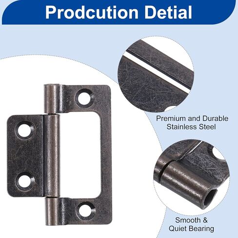 uxcell 12Pcs 2x1 Inch Door Hinges Non-Mortise No Noise Bifold Door Hinges Plating for Cabinet Furniture Window Wardrobe, Silver Tone in Saudi Arabia