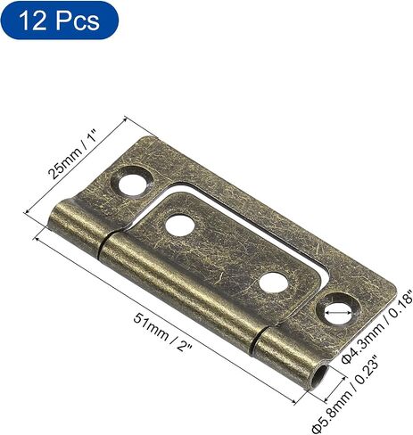 uxcell 12Pcs 2x1 Inch Door Hinges Non-Mortise No Noise Bifold Door Hinges Plating for Cabinet Furniture Window Wardrobe, Silver Tone in Saudi Arabia