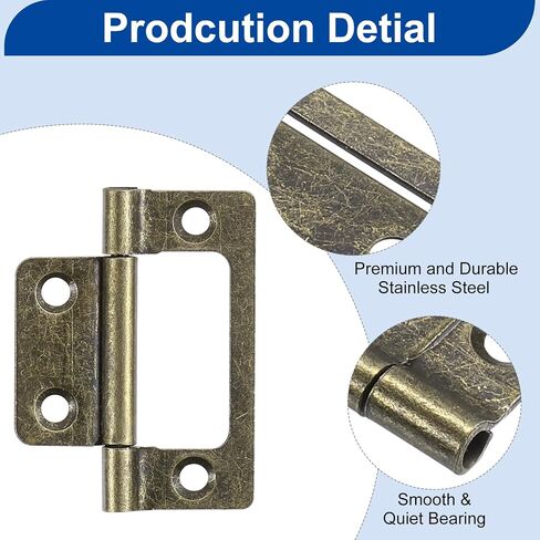 uxcell 12Pcs 2x1 Inch Door Hinges Non-Mortise No Noise Bifold Door Hinges Plating for Cabinet Furniture Window Wardrobe, Silver Tone in Saudi Arabia