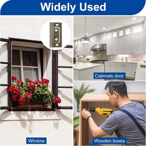 uxcell 12Pcs 2x1 Inch Door Hinges Non-Mortise No Noise Bifold Door Hinges Plating for Cabinet Furniture Window Wardrobe, Silver Tone in Saudi Arabia