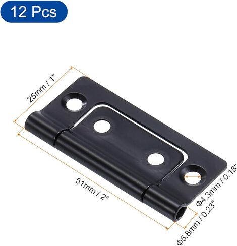 uxcell 12pcs 2x1 بوصة الباب مفصلات غير قشرية لا توجد مفصلات الباب bifold ضوضاء الطلاء لخزانة خزانة الأثاث خزانة ، نغمة فضية in Kuwait