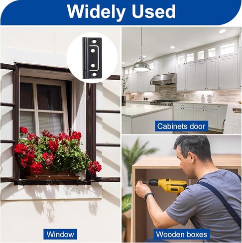 uxcell 12pcs 2x1 بوصة الباب مفصلات غير قشرية لا توجد مفصلات الباب bifold ضوضاء الطلاء لخزانة خزانة الأثاث خزانة ، نغمة فضية in Kuwait