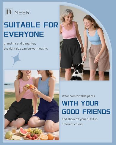 شورتات برمودا للسيدات 3 حزمة ، وعالية الخصر القطن تمتد القيعان غير الرسمية للركبة طول الصيف الرياضي مع جيوب in Kuwait