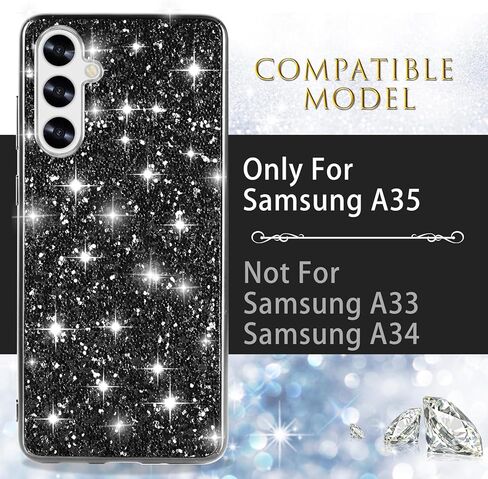 علبة السيليكون لـ Samsung Galaxy A35 5G Case Glitter Parkle Bling ، حالة خلفية هجينة غير مريحة ، غلاف وقائي عالي الصدمات الثقيلة لـ Samsung A35 Cute for Women 6.6 "(Gold) in Kuwait