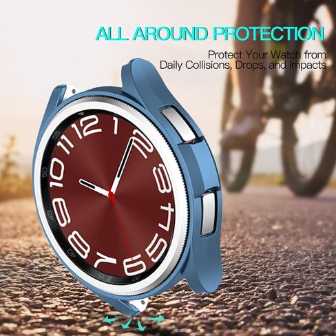 [2PCS] Tucana Series Case Compatible for Samsung Galaxy Watch 6 (44MM, 2023) Shock-Proof and Shatter-Resistant Hard PC Case with Tempered Glass Screen Protector (44mm, Purple) in Saudi Arabia