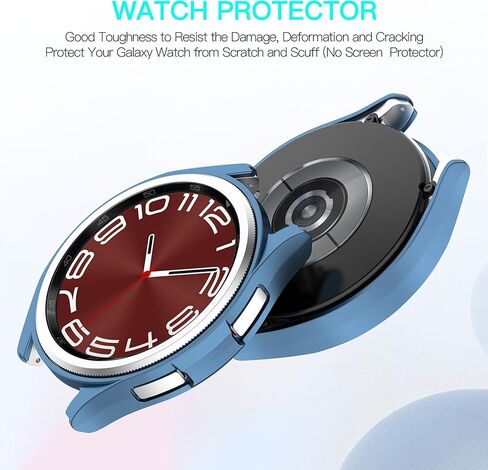 [2PCS] Tucana Series Case Compatible for Samsung Galaxy Watch 6 (44MM, 2023) Shock-Proof and Shatter-Resistant Hard PC Case with Tempered Glass Screen Protector (44mm, Purple) in Saudi Arabia
