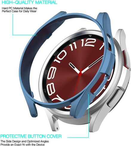 [2PCS] Tucana Series Case Compatible for Samsung Galaxy Watch 6 (44MM, 2023) Shock-Proof and Shatter-Resistant Hard PC Case with Tempered Glass Screen Protector (44mm, Purple) in Saudi Arabia