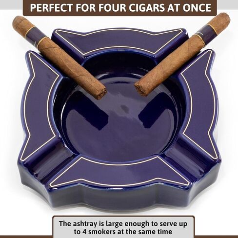 Ceramic Cigar Ashtray For Men, Durable Solid 1 Slot Cigar Holder, Large Heavy Outdoor Glass Cigar Ashtrays For Patio, Unique Ceramic Cigar Ash Tray For Home Office Decoration,Cigars Gift (MDL-CCZ) in Saudi Arabia
