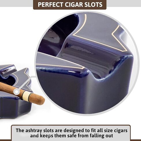 Ceramic Cigar Ashtray For Men, Durable Solid 1 Slot Cigar Holder, Large Heavy Outdoor Glass Cigar Ashtrays For Patio, Unique Ceramic Cigar Ash Tray For Home Office Decoration,Cigars Gift (MDL-CCZ) in Saudi Arabia