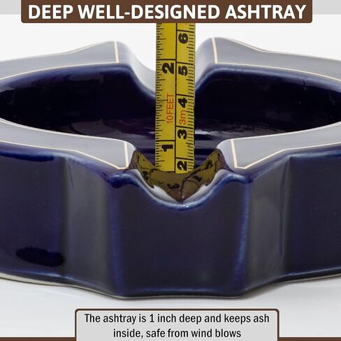 Ceramic Cigar Ashtray For Men, Durable Solid 1 Slot Cigar Holder, Large Heavy Outdoor Glass Cigar Ashtrays For Patio, Unique Ceramic Cigar Ash Tray For Home Office Decoration,Cigars Gift (MDL-CCZ) in Saudi Arabia