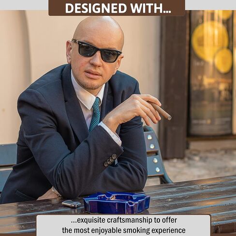 Ceramic Cigar Ashtray For Men, Durable Solid 1 Slot Cigar Holder, Large Heavy Outdoor Glass Cigar Ashtrays For Patio, Unique Ceramic Cigar Ash Tray For Home Office Decoration,Cigars Gift (MDL-CCZ) in Saudi Arabia