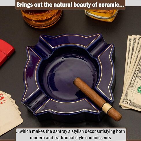 Ceramic Cigar Ashtray For Men, Durable Solid 1 Slot Cigar Holder, Large Heavy Outdoor Glass Cigar Ashtrays For Patio, Unique Ceramic Cigar Ash Tray For Home Office Decoration,Cigars Gift (MDL-CCZ) in Saudi Arabia