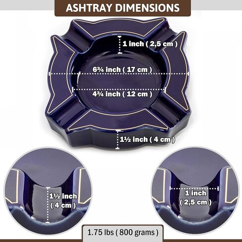 Ceramic Cigar Ashtray For Men, Durable Solid 1 Slot Cigar Holder, Large Heavy Outdoor Glass Cigar Ashtrays For Patio, Unique Ceramic Cigar Ash Tray For Home Office Decoration,Cigars Gift (MDL-CCZ) in Saudi Arabia