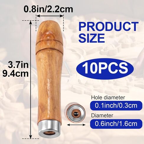 9Pcs Wooden File Handles with Metal Collars, Large Wooden Handle for 10"-12" Files Screwdriver Hand Drill File Handle in Saudi Arabia