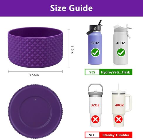 KJJSW Water Bottle Boot,Diamond Silicone for Water Bottle,Anti-Slip Bottom Silicone Sleeve Cover with Checkered Texture,Bottom Sleeve Cover 32-40 Oz in Saudi Arabia