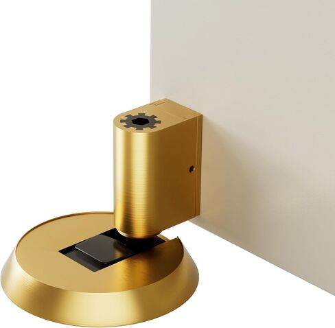 Brass Windproof Door Stoppers Heavy Duty Mechanical Floor Door Stop Height Adjustable Keep Door Open Door Catch Holder Wall Protect with Screws, Matte Black, 1 Pack in Kuwait