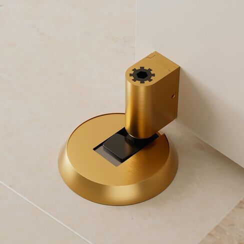 Brass Windproof Door Stoppers Heavy Duty Mechanical Floor Door Stop Height Adjustable Keep Door Open Door Catch Holder Wall Protect with Screws, Matte Black, 1 Pack in Kuwait