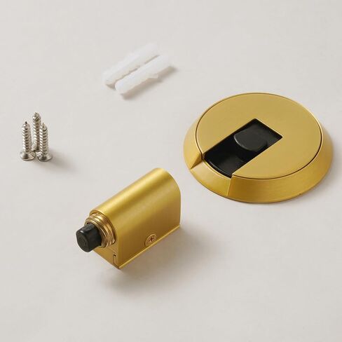 Brass Windproof Door Stoppers Heavy Duty Mechanical Floor Door Stop Height Adjustable Keep Door Open Door Catch Holder Wall Protect with Screws, Matte Black, 1 Pack in Kuwait