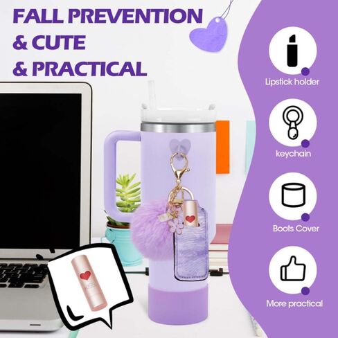 Linxi 6pcs Accessories for Stanley Cups ، تغطي أحذية زجاجة ماء السنانير المصغرة خطوط أحمر الشفاه حقيبة سحر مفتاح متوافق مع Cup Cup Tumbler 40oz in Kuwait