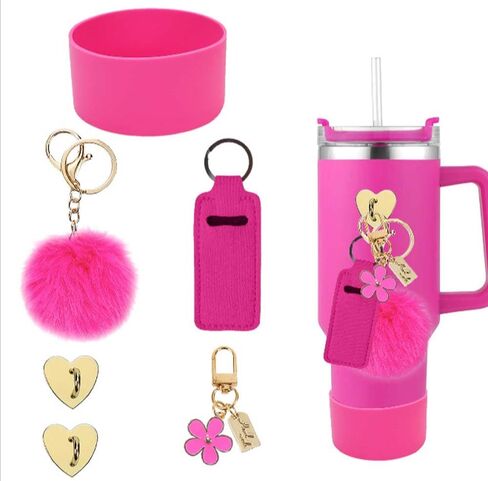 LINXI 6Pcs Accessories for Stanley Cups,Water Bottle Boots Cover Mini Hooks Lipstick Sleeve Pouch Charm Keychain Compatible for Stanley Cup Tumbler 40oz in Saudi Arabia