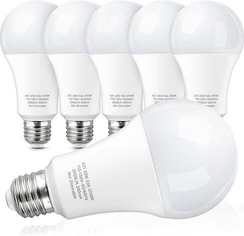 مصابيح LED 23W ، مصباح LED A21 Super Bright Light ، 150W-200W مكافئ لمبة المتوهجة ، E26 LED مصابيح LED ، 2500 لومن ، وايت وايت 5000K للتخزين ، المرآب ، المستودع ، 6 عبوة in Kuwait