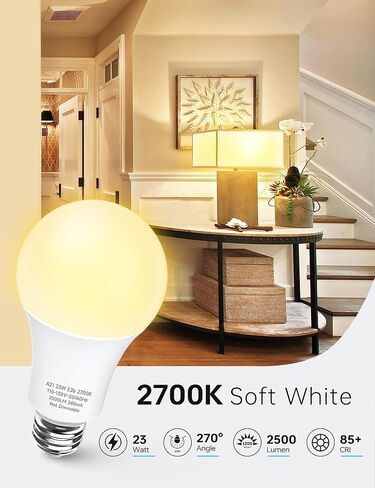 مصابيح LED 23W ، مصباح LED A21 Super Bright Light ، 150W-200W مكافئ لمبة المتوهجة ، E26 LED مصابيح LED ، 2500 لومن ، وايت وايت 5000K للتخزين ، المرآب ، المستودع ، 6 عبوة in Kuwait
