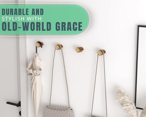 Acacia Wood Hooks, Natural Rectangular Hangers for Keys, Towels, Accessories – Functional Entryway, Bathroom Organizer – Sleek Wall Decor, Space-Saving Design – Perfect for Small Spaces, Modern Homes in Saudi Arabia