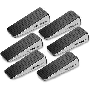 Strongest Home 2-Pack XL Heavy Duty Door Stoppers for Bottom of Door - Durable Door Stop Wedge with Superior Grip, X-Large Rubber Door Stopper Wedge for Large Gaps & Any Surface, 5-Inch Long, Chrome