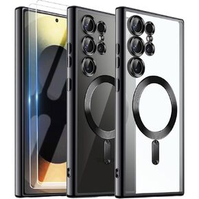 for Samsung Galaxy S25 Ultra 5G Case,Galaxy S 25 Ultra Phone Case with 2 Screen Protector & 2 Camera Lens Protection,Slim Fit Anti Yellowing Shockproof Cover for Samsung S25 Ultra,Clear