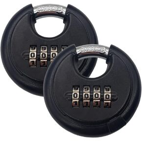 2 Packs Puyueo 4 Digital Heavy Duty Combination Padlock Disc Combination Lock Round Code Lock (Red)