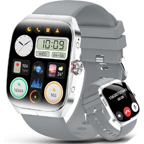 Men Women Smart Watch Bluetooth Calls Heart Rate Sleep Monitor Steps Mens Smart Watch IP68 Waterproof Fitness Tracker Casual Silver Stainless Steel Smart Watches for Android iOS