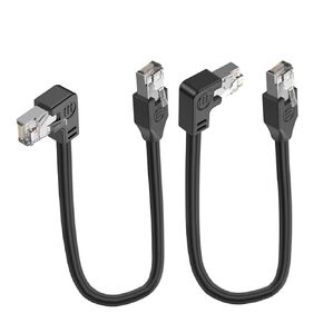 Short 90 Degree Cat5e Ethernet Cable Cat 5e LAN Extended Cable RJ45 Male to Male Network Cable for Router Modem Smart TV PC Computer Laptop 30CM (Upward+Downward)