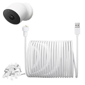Power Charging Cable for Google Nest Cam Outdoor or Indoor, Battery - 34ft/10.4M Extended Weatherproof Charging Cable Provides Continuous Power Supply for Your Google Nest Camera, 2 Pack