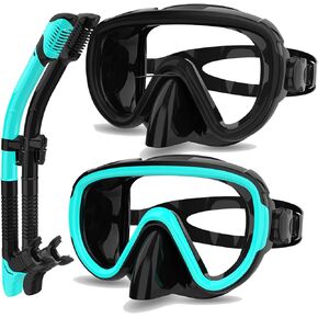Bairuifu 2 Packs Dry Snorkel Mask Set Snorkeling Gear for Adults Scuba Diving Mask Swimming Glasses Swim Dive Mask Nose Cover Free Diving