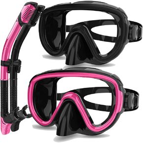 Bairuifu 2 Packs Dry Snorkel Mask Set Snorkeling Gear for Adults Scuba Diving Mask Swimming Glasses Swim Dive Mask Nose Cover Free Diving in Saudi Arabia
