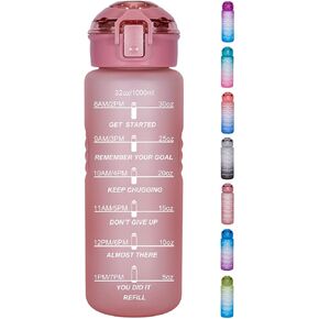 Goothdurs 24oz/32oz/50oz زجاجة ماء تحفيزية مع تذكير علامة الوقت - زجاجات تعقب المياه مع أوقات للشرب - BPA مقاوم لـ BPA Free Rative Sports Daily Bottle